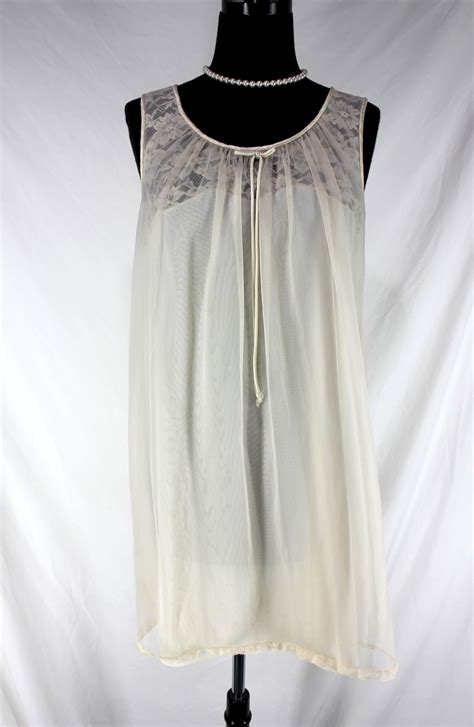 Vintage Vanity Fair Nightgown Nightie Ivory Chiffon And Lace Nylon Etsy