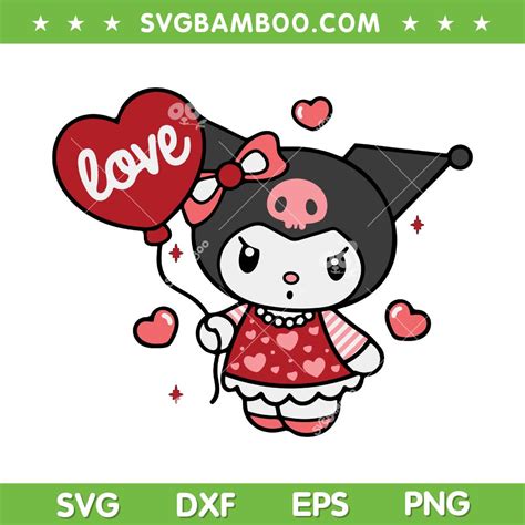 Kawaii Kuromi Valentine's Day SVG PNG