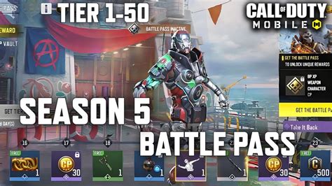 New Season 5 Battle Pass Tier 1 50 In Cod Mobile All Bp Rewards