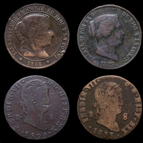 Spain Lote De Monedas Fernando Vii E Isabel Ii No