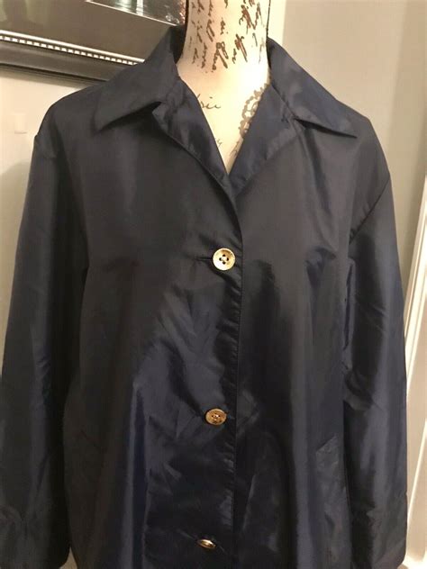 Aqua Sheen Womens Navy Blue Raincoat Size Medium Gem