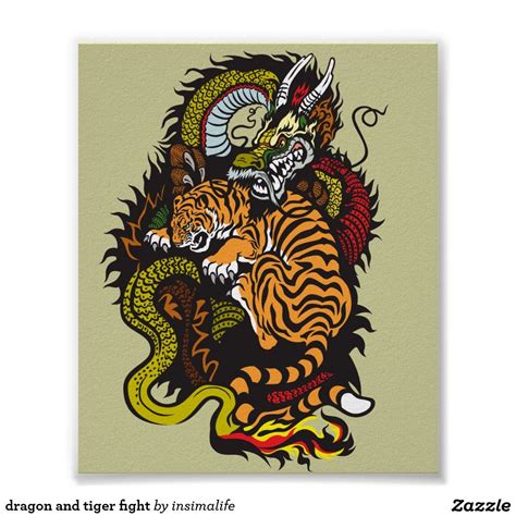 dragon and tiger fight poster | Zazzle | Dragon tiger tattoo, Fighting tattoo, Dragon tattoo designs