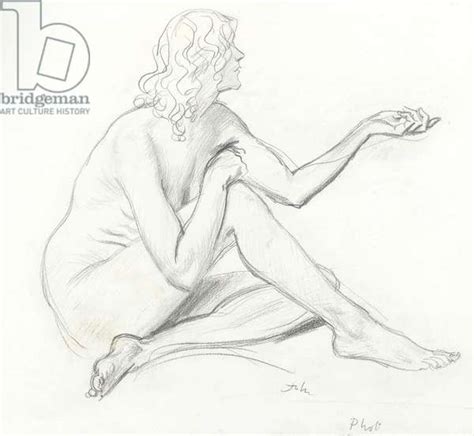 Image Of A Seated Female Nude In Profile To Right Graphite On By John