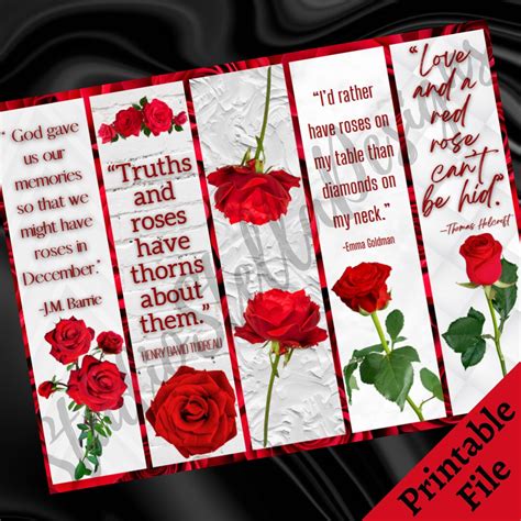 Rose Quotes PRINTABLE Bookmarks - Etsy