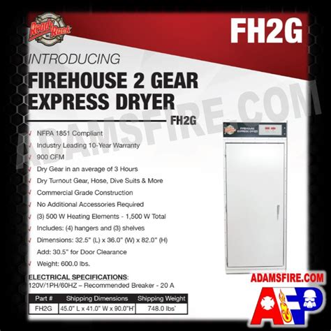 Firehouse 2 Gear Express Dryer Adams Fire Protection Groves Ready Red