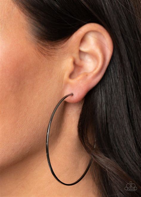 Paparazzi Very Curvaceous Black Hoop Earrings Carasshop