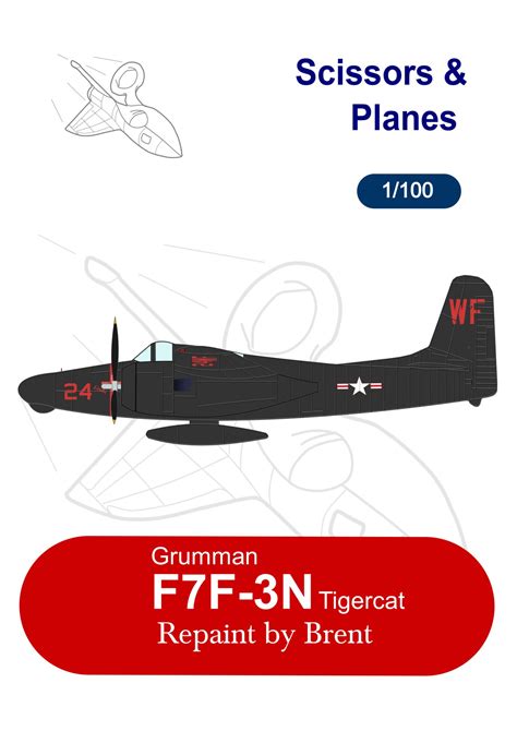 1 100 Grumman F7F 3N Tigercat USMC Nr 24 Paper Model EcardModels