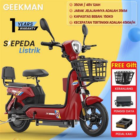 Jual Geekman Sepeda Listrik Dewasa Sepeda Motor Listrik 48v 12ah Sepeda