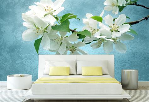 Фотообои Цветы на синем фоне заказать, цена - Сфинкс