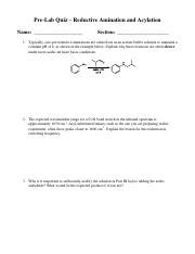 Pre Lab Pdf Pre Lab Quiz Reductive Amination And Acylation Name