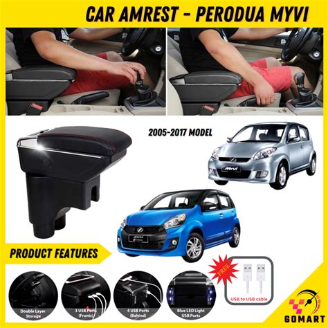 USB ARMREST PERODUA MYVI LAGI BEST Car Organizer Phone Charger Cup