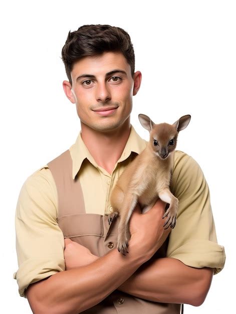 Premium Photo Experienced Male Zookeeper With Animals Ai Generated