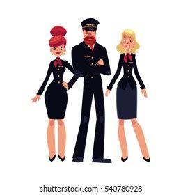 Full Length Portraits Bearded Airline Pilot Stock Vector Royalty Free