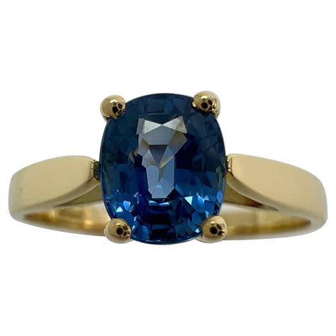 Vivid Cornflower Blue Ct Ceylon Sapphire Cushion Cut K Gold