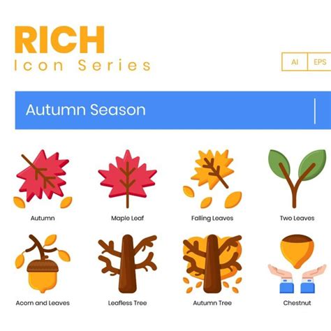 autumn season icons rich masterbundles
