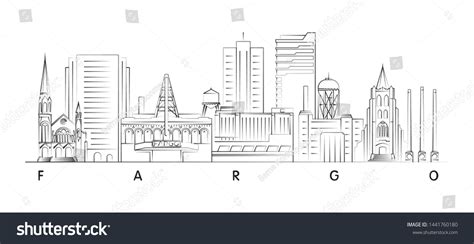 Fargo North Dakota Skyline Minimal Linear Stock Vector (Royalty Free ...