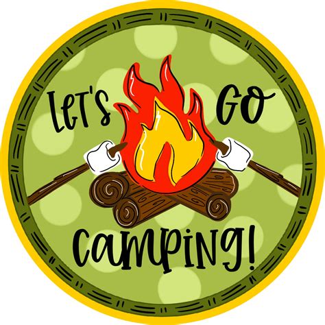 Wreath Sign Camping Sign Lets Go Camping 10 Round Metal Sign Tb