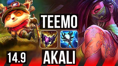 Teemo Vs Akali Top K Dmg Games Rank Teemo Dominating