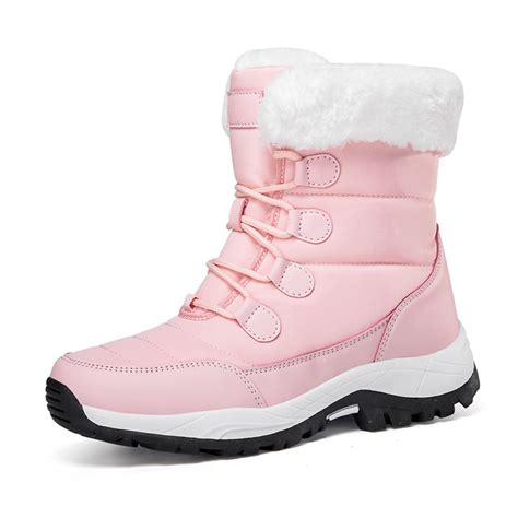 Lopsie Women Waterproof Snow Boots Outdoor Mid Calf Lace Up Winter Warm ...