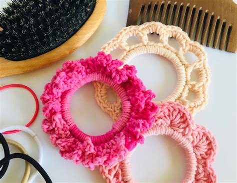 Crochet Hair Ties Pdf Pattern Pretty Crochet Scrunchies For Etsy