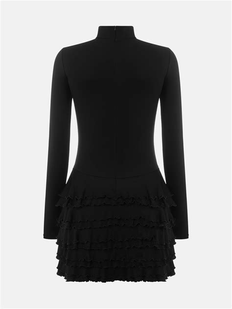 Трикотажное платье мини с оборками на юбке :: LICHI - Online fashion store