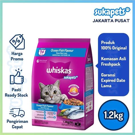 Jual Whiskas Adult Cat Ocean Fish Dry Food Makanan Kucing Kering Kg