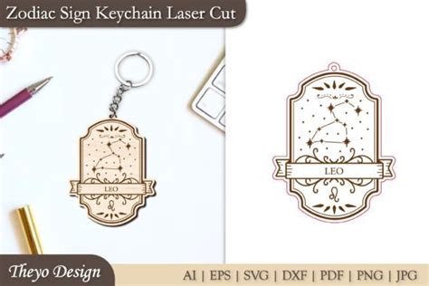 Leo Keychain Laser Cut Zodiac Sign Graphic By Theyo Design Creative