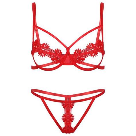 DPois Femme Ensemble de Lingerie Sexy String Soutien Gorge à Armatures