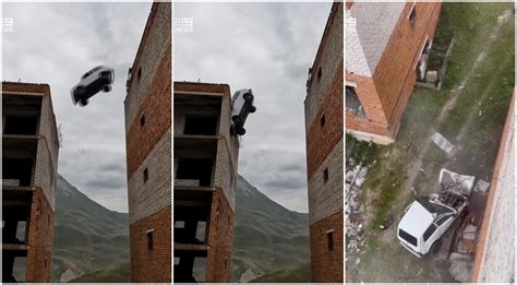 quiso saltar de un edificio a otro con una camioneta y terminó cayendo