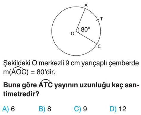 Çember ve Daire Test Çöz 7 Sınıf Matematik Testleri Yeni Nesil