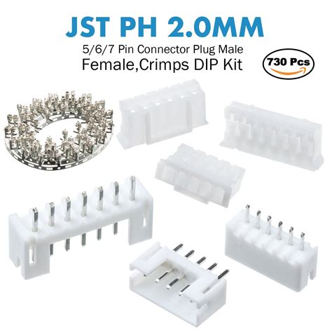 Buy 730 Pieces 20mm Jst Ph Jst Connector Kit 20mm Pitch Female Pin Header Jst Ph 567 Pin