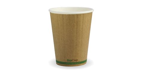 Kraft Coffee Cups Kraft Green Stripe Double Wall Hot Cups Biopak