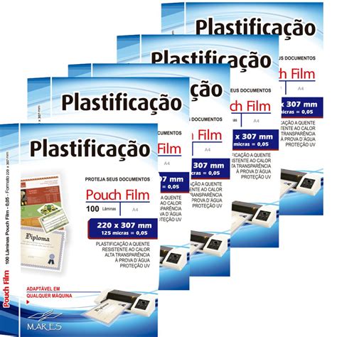 Kit 500 Plasticos Polaseal para Plastificação A4 220x307x0 05mm 125