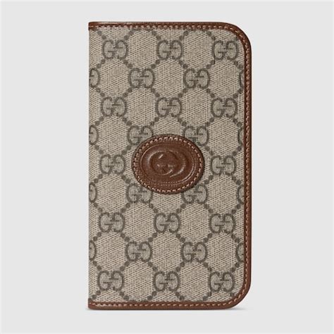 Gg Iphone Case With Wallet In Beige And Ebony Supreme Gucci Us