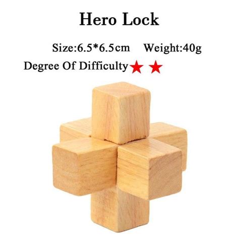 IQ Brain Teaser Kong Ming Lock Lu Ban Lock 3D Wooden Interlocking Burr