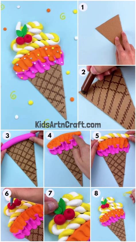 Simple And Tasty Ice Cream Craft Using Clay Step By Step Tutorial