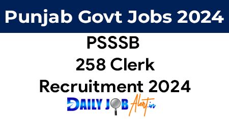 PSSSB Clerk Recruitment 2024 Notification And Application Form