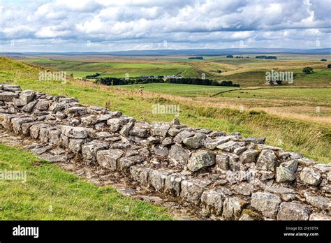 Hadrians Wall At Caw Gap Shield On The Wall Northumberland Uk Stock