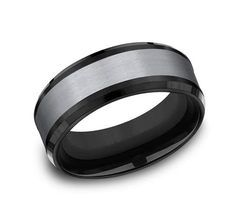 Tantalum and Black Titanium Satin Center Ring | New York Jewelers Chicago