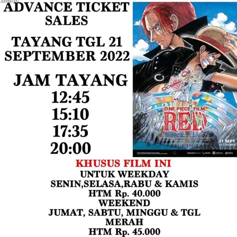 Info Harga Tiket ‘one Piece Film Red Di Bioskop Cgv Cinema Xxi Hingga Cinepolis Hingga Link