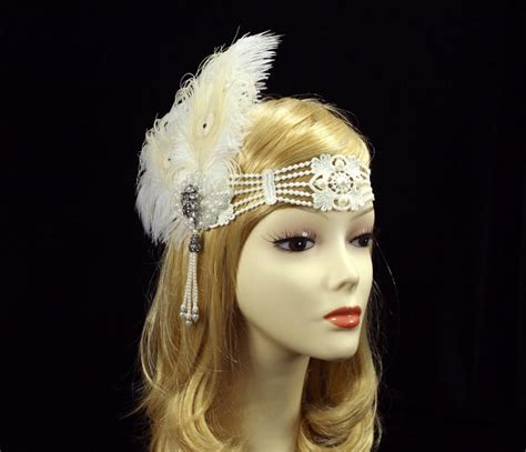 Gatsby Flapper Feather Headband S Flapper Headpiece Roaring S