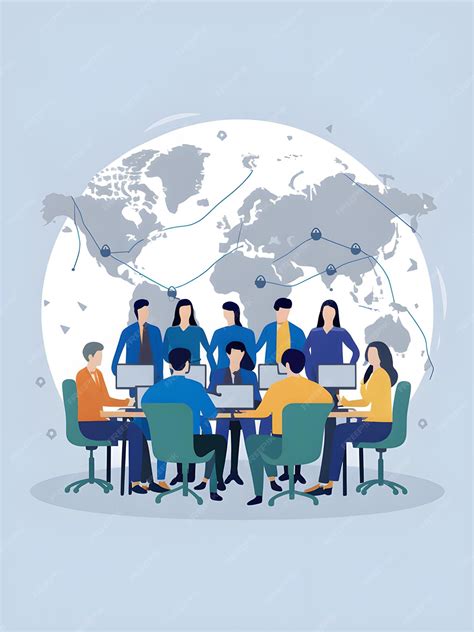 Premium Vector | Teams Across the World Connected via a Global Virtual