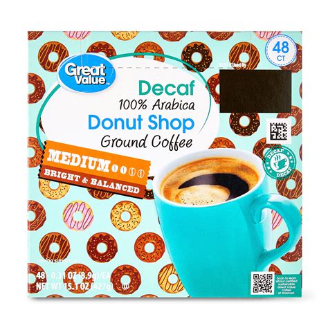 Great Value Donut Shop Medium Roast Decaf Ground Coffee Pods 48 Ct