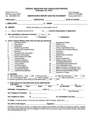 Fmcs Form R Federal Mediation And Conciliation Service Fmcs Fill