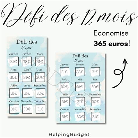 D Fi Des Mois Enveloppes Budget A A A Imprimer Et Plastifier