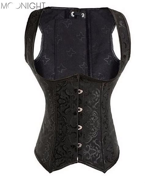 Moonight Sexy Corset Underbust Waist Corsets Top Gothic Bustier Corset With Print Black Corselet