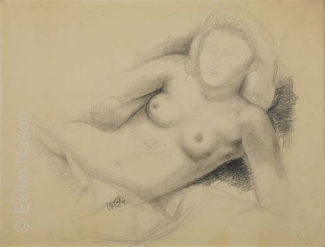 Antoniucci Volti Nude Leaning Graphite Pencil Drawing On Paper