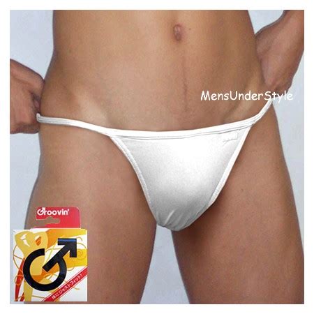 Mens Classic Flat Front String Bikini Brief Underwear White Closeout