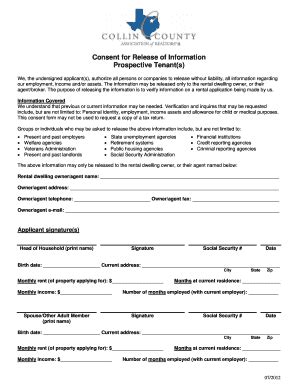 Fillable Online Consent For Release Of Information Collin County