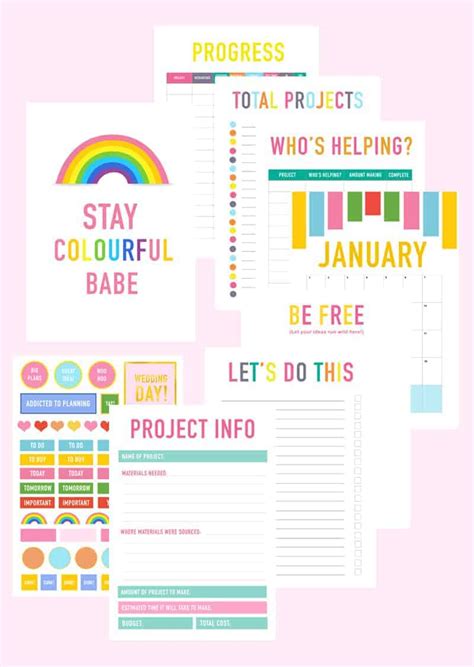 Printable Diy Wedding Planner And Organiser With Calendar And Stickers